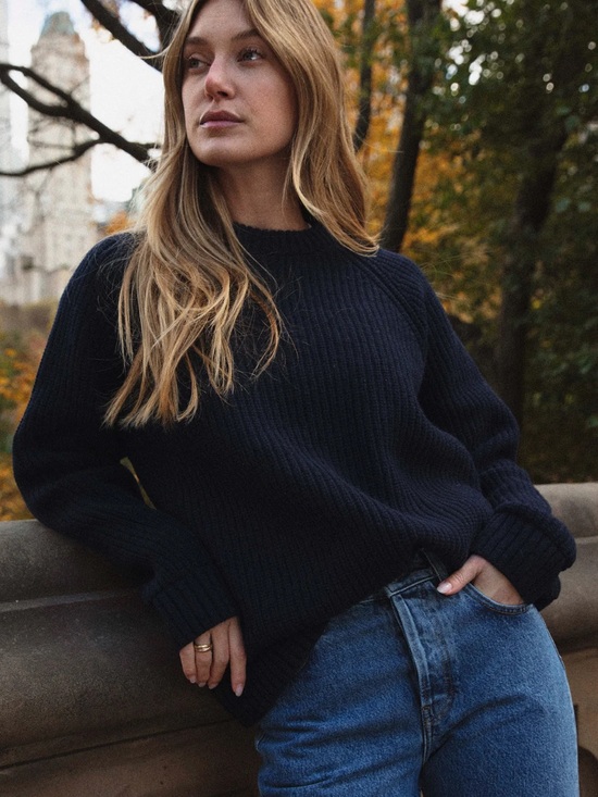Yellow The Label Sweaters - Ribbed Crewneck Sweater — Black